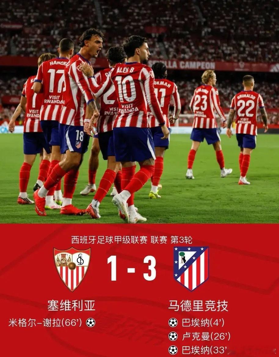 体育[超话] 北京时间8月30日西班牙足球甲级联赛第3轮，塞维利亚主场对阵马德里