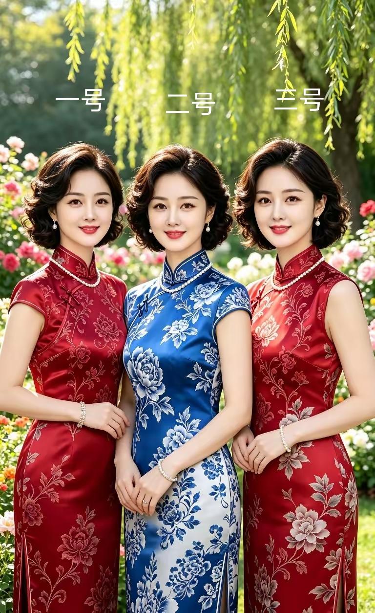 三姐妹当中，我就相中了2号老婆大人，是她让我心动了，身穿天蓝色白花旗袍，很配她的