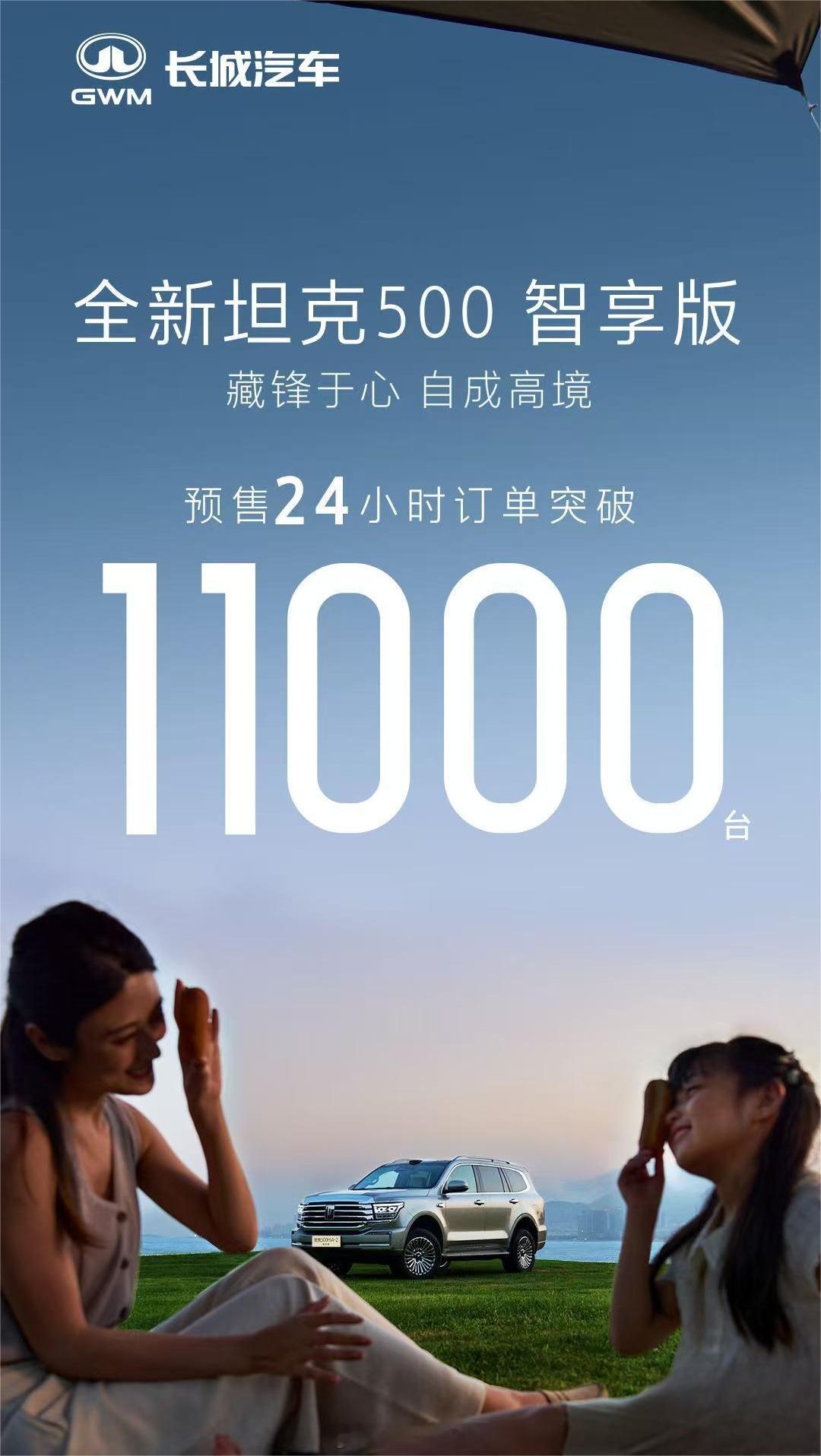 全新坦克500预售价格36万起 预售24小时订单突破11000台配备激光雷达和C