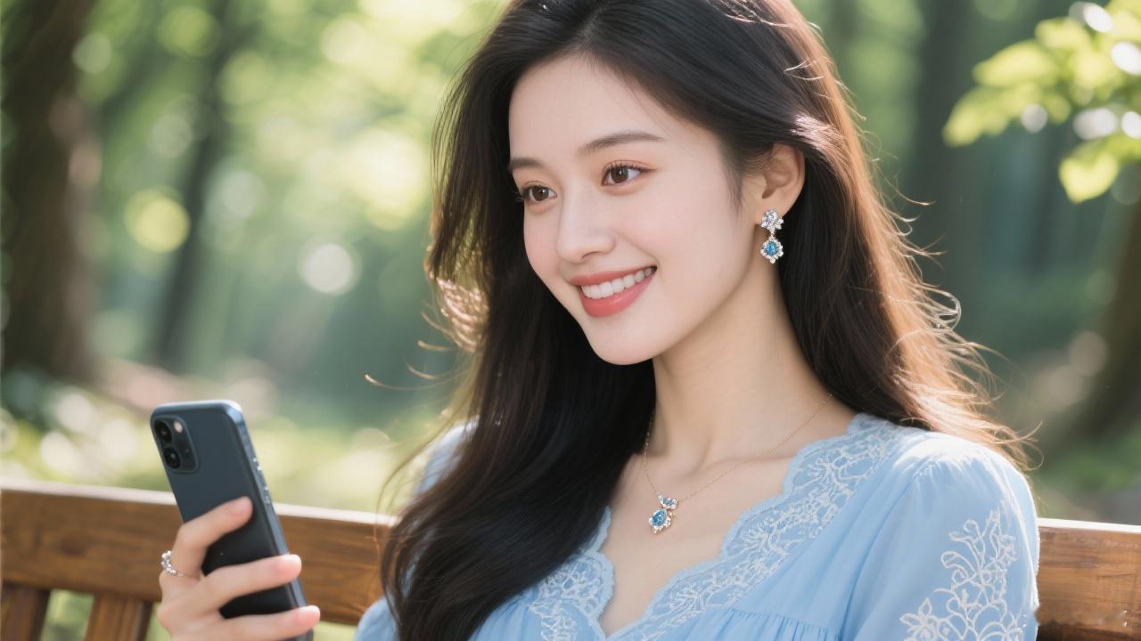 玉环轻笑，手机轻摇。