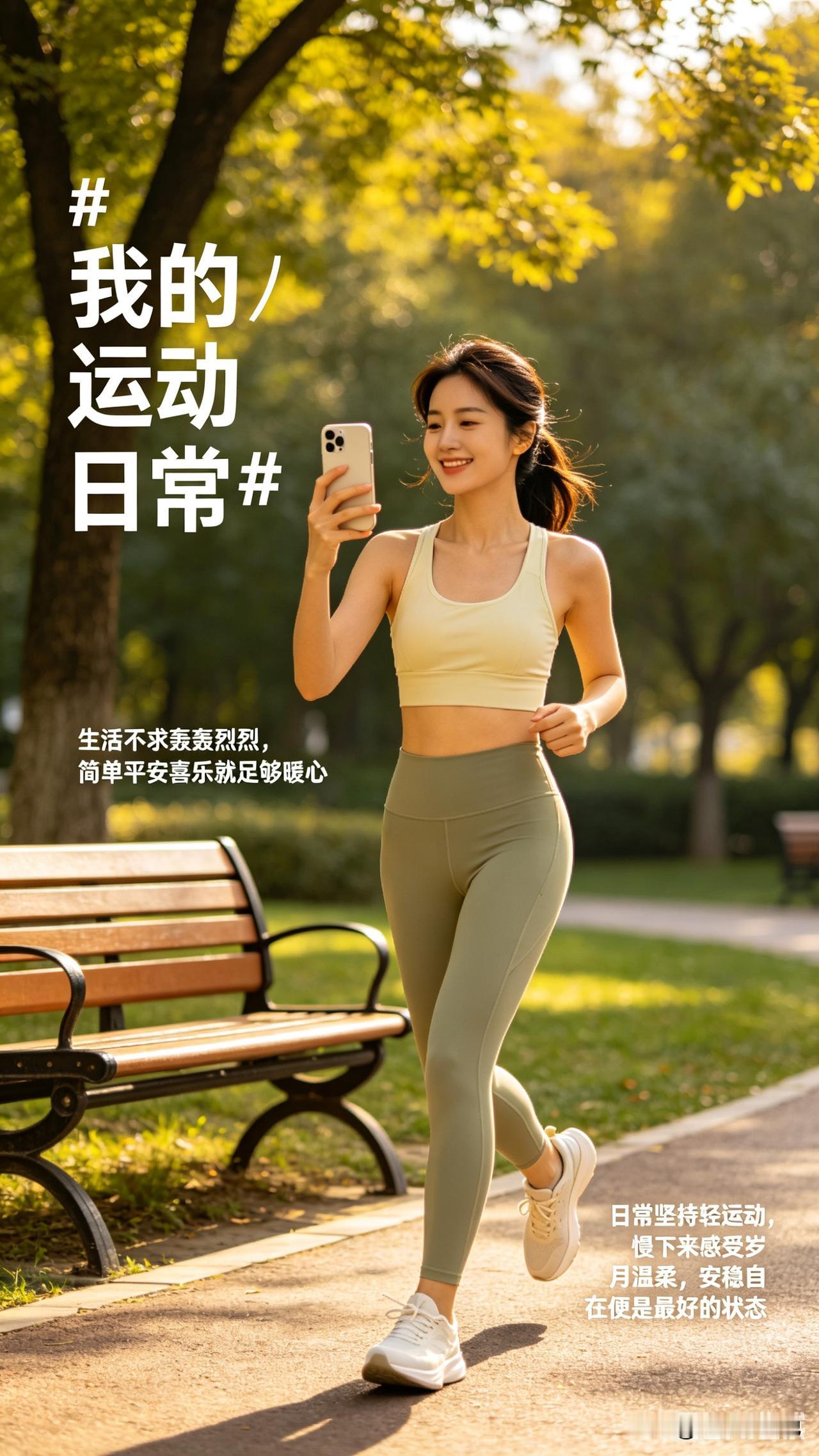 生活不求轰轰烈烈，简单平安喜乐就足够暖心。日常坚持轻运动，慢下来感受岁月温柔，安