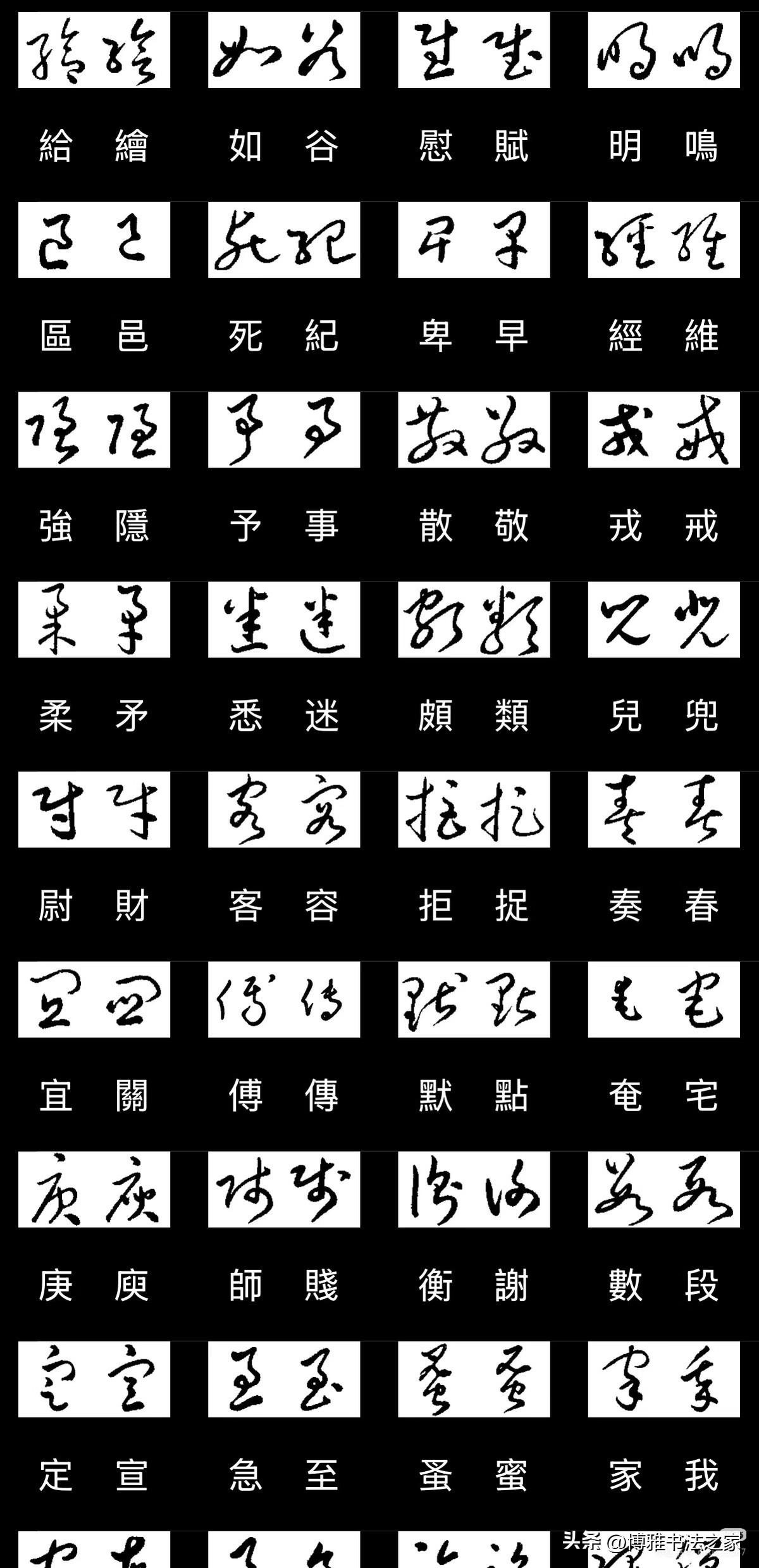《草书相似字形》（仅作参考）