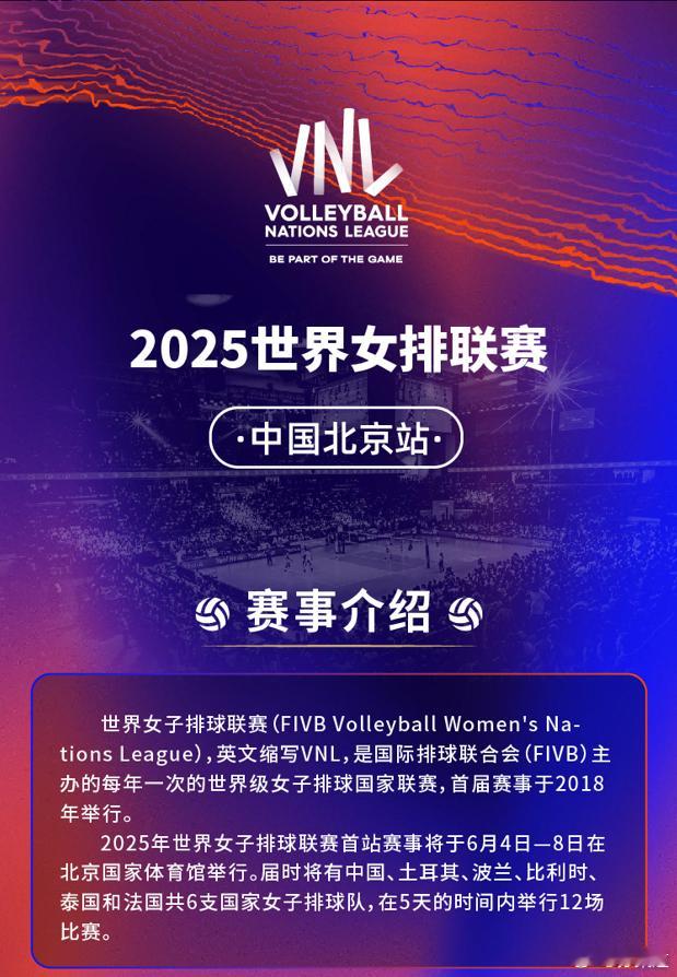 中国女排[超话]2025世界女排联赛“看个比赛”VNL中国北京站开票了，中国女排