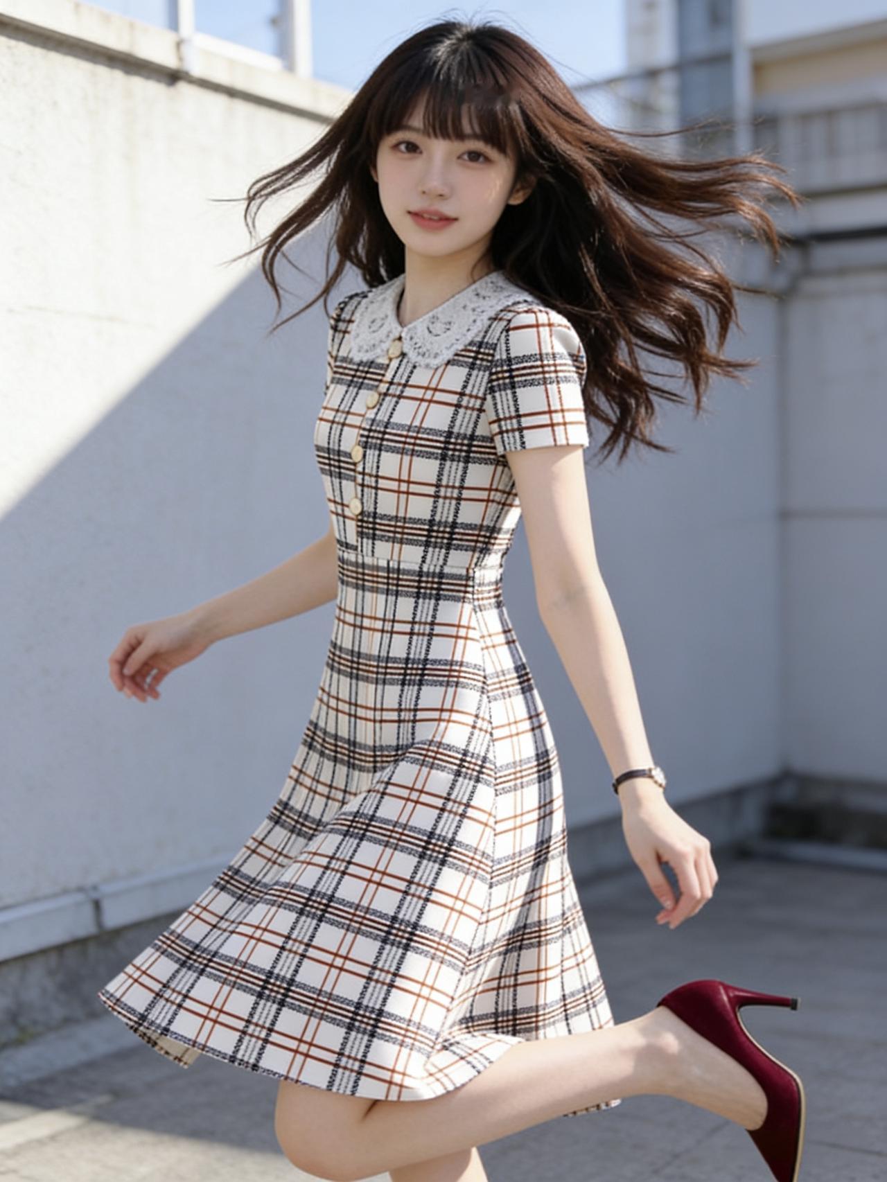 青春洋溢的格子裙，甜美少女风，阳光下的青春活力！女人怎样穿搭，更显气质 每日搭配