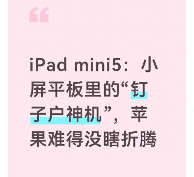 iPad mini5：小屏平板里的“钉子户神机”，苹果难得没瞎折腾