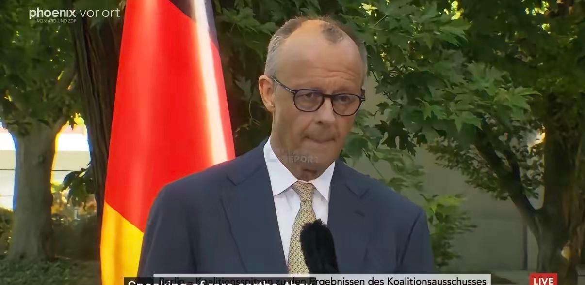 德国总理默茨7月2日说：“我们完全意识到我们对中国的依赖，但我们同样意识到这些依