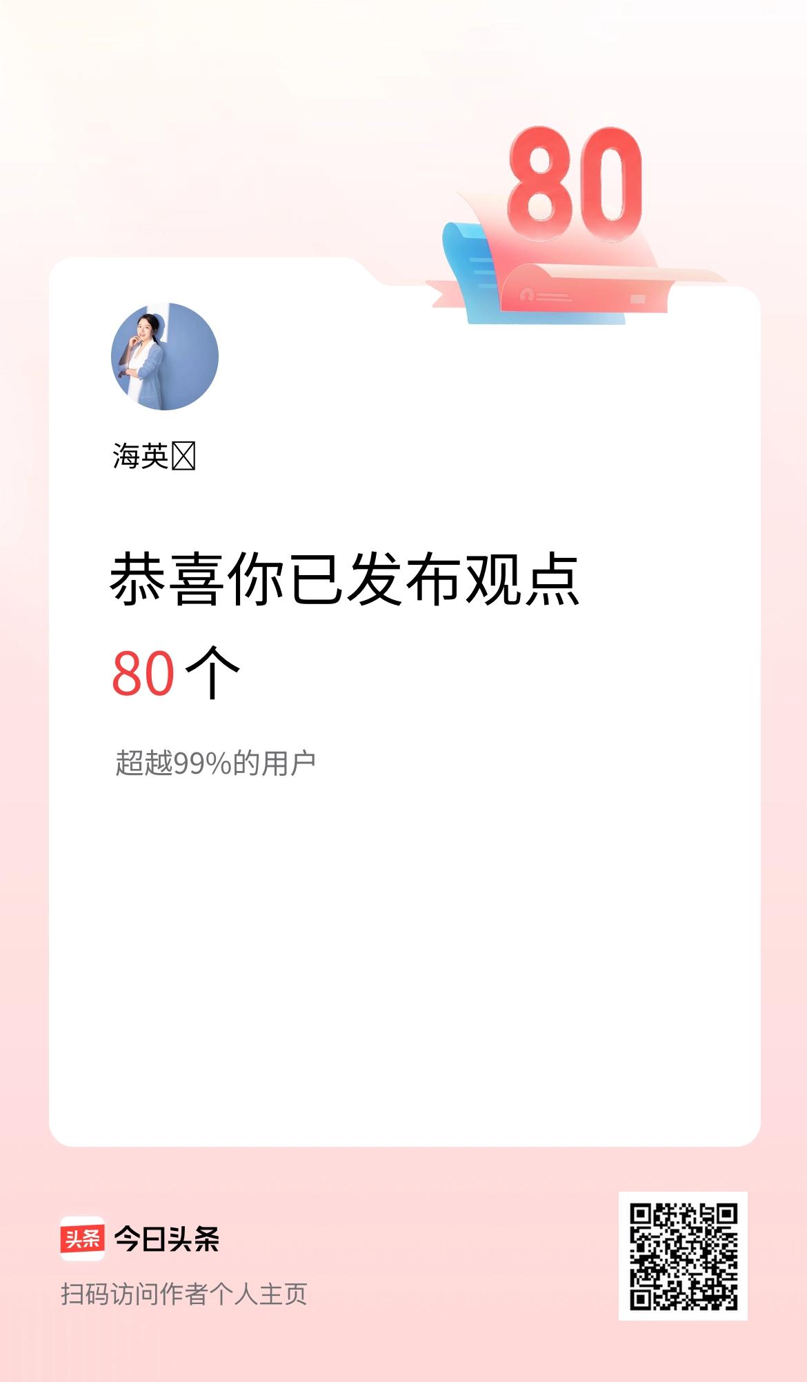 我在头条累计投稿观点80个