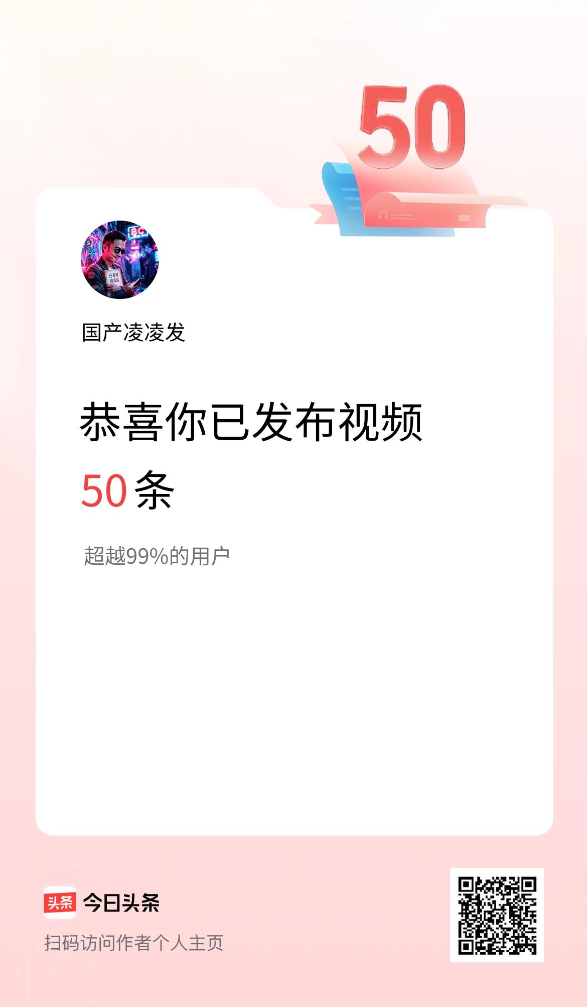 我在头条累计视频投稿50个