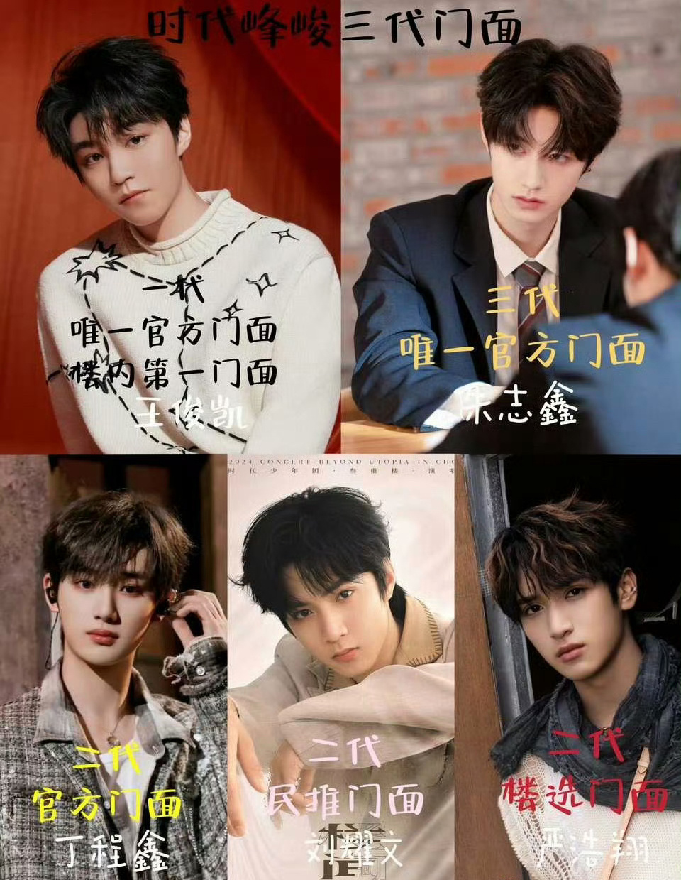 时代峰峻三代门面：王俊凯、丁程鑫、刘耀文、严浩翔、朱志鑫 ​​​