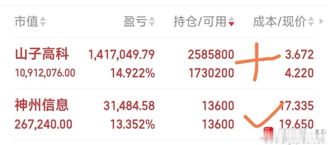 加仓山子高科，减掉康盛股份 ​​​