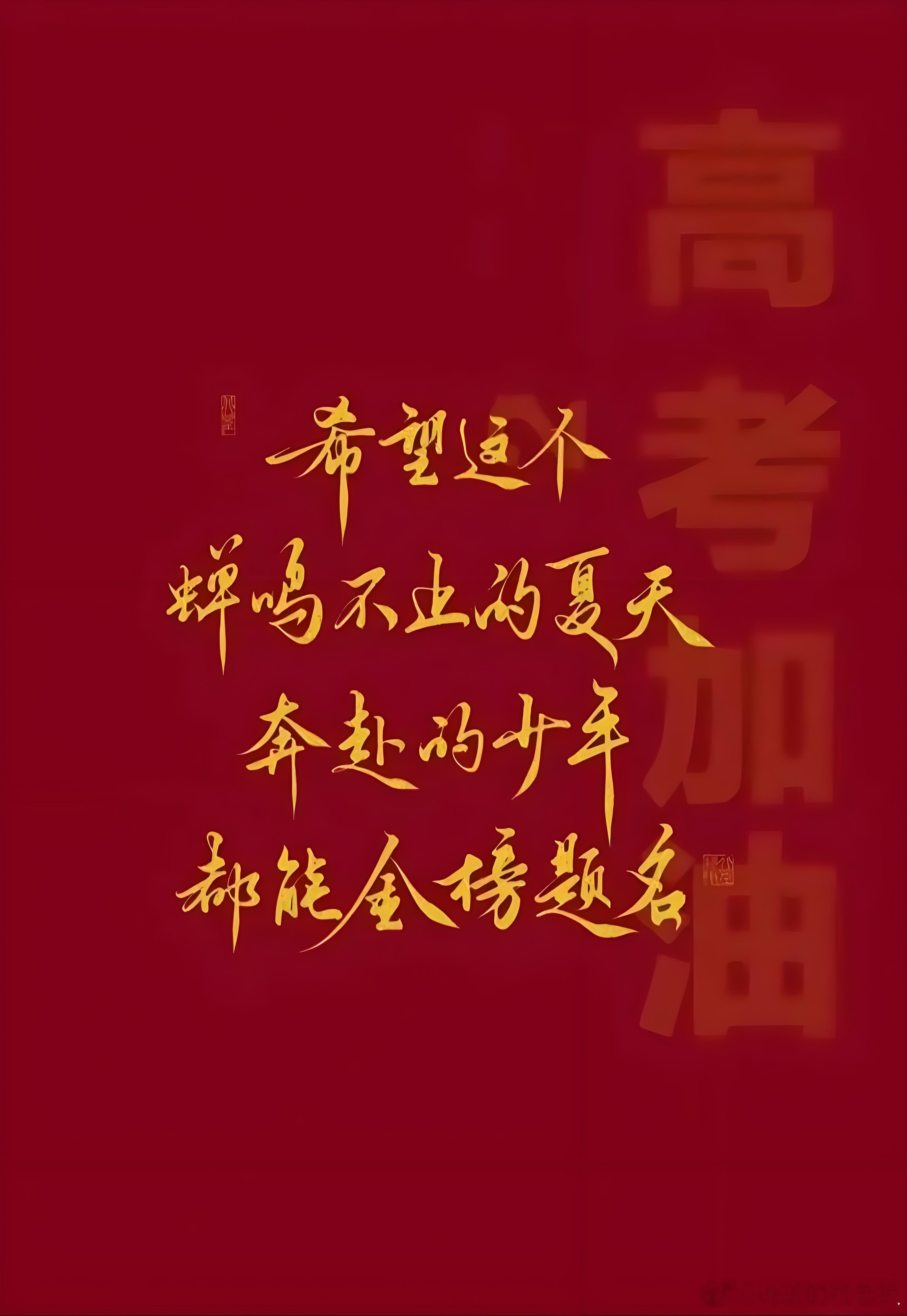 高考寒窗数载，今朝试锋。愿您沉着应考，笔下生辉，金榜题名时，不忘少年志。少年 ​