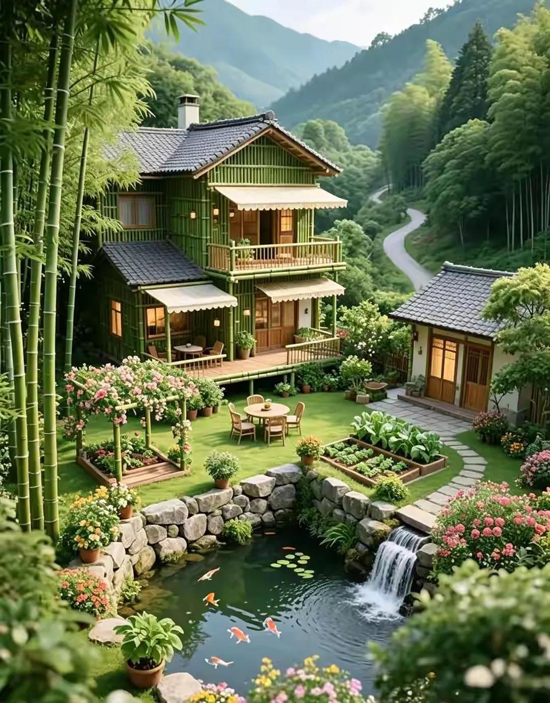 雨打芭蕉来小院，
灯映幽窗照故人。
横批：《小院与故人》