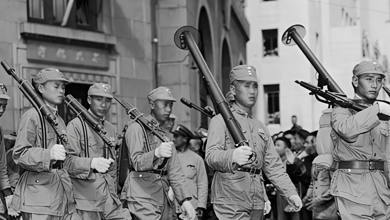 老照片欣赏系列：图片中这些士兵扛的是什么武器？难以想象在那个年代还有这么先进的武