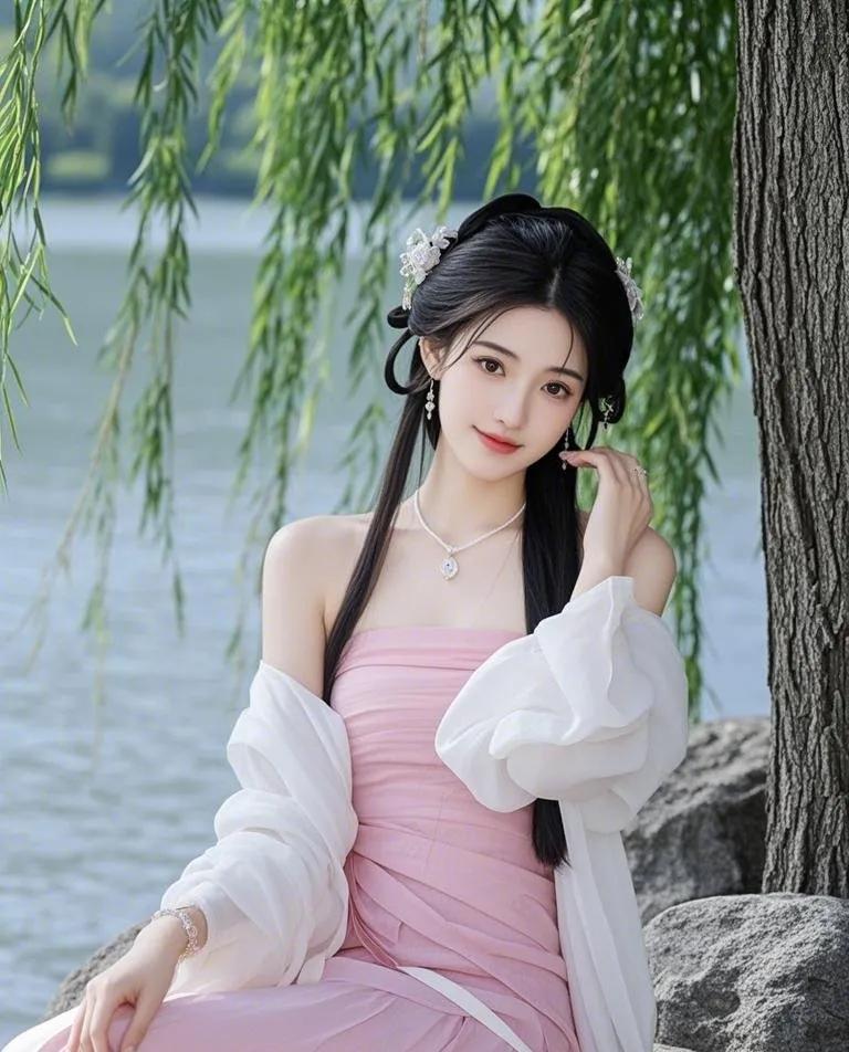 （女子轻拂衣袖，缓缓踱步，嘴角挂着淡淡的微笑）“若君之文采能使我心动，我愿舍弃尘