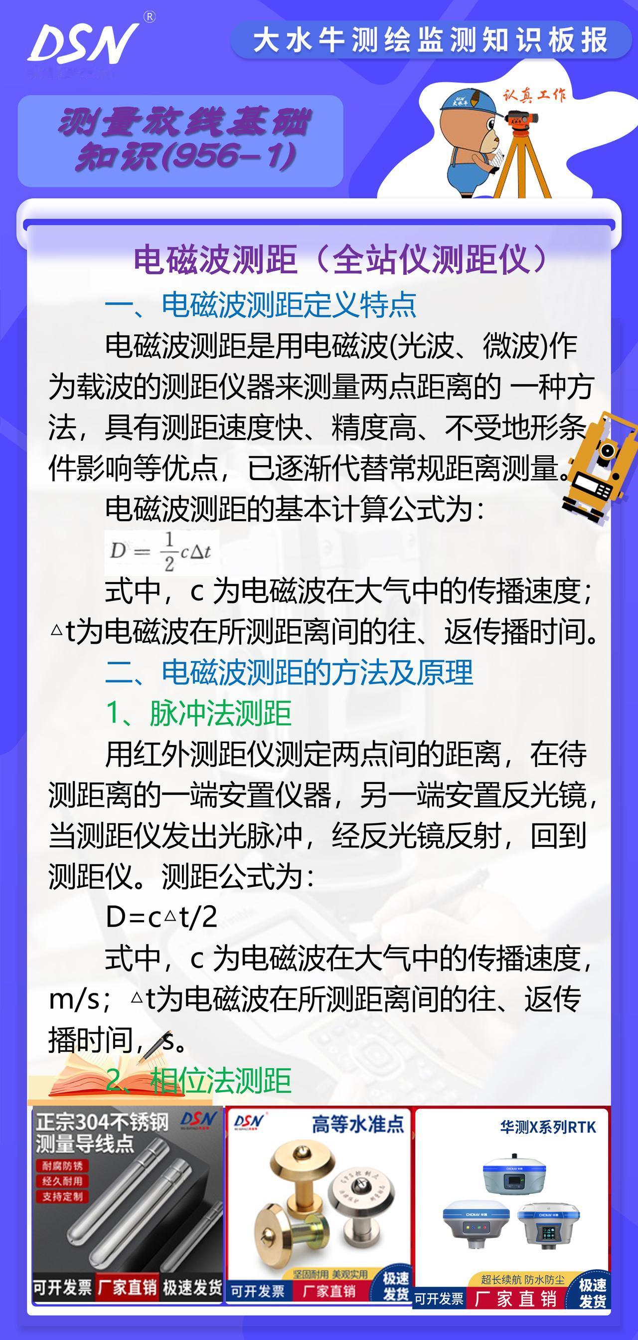 赛维板报丨电磁波测距（全站仪测距仪）
电磁波测距是用电磁波(光波、微波)作为载波