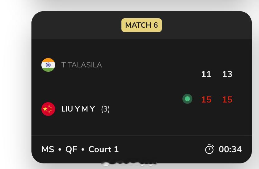 刘洋名宇闯入2025年世界青年羽毛球锦标赛 男单四强半决赛对阵：🇨🇳刘洋名宇