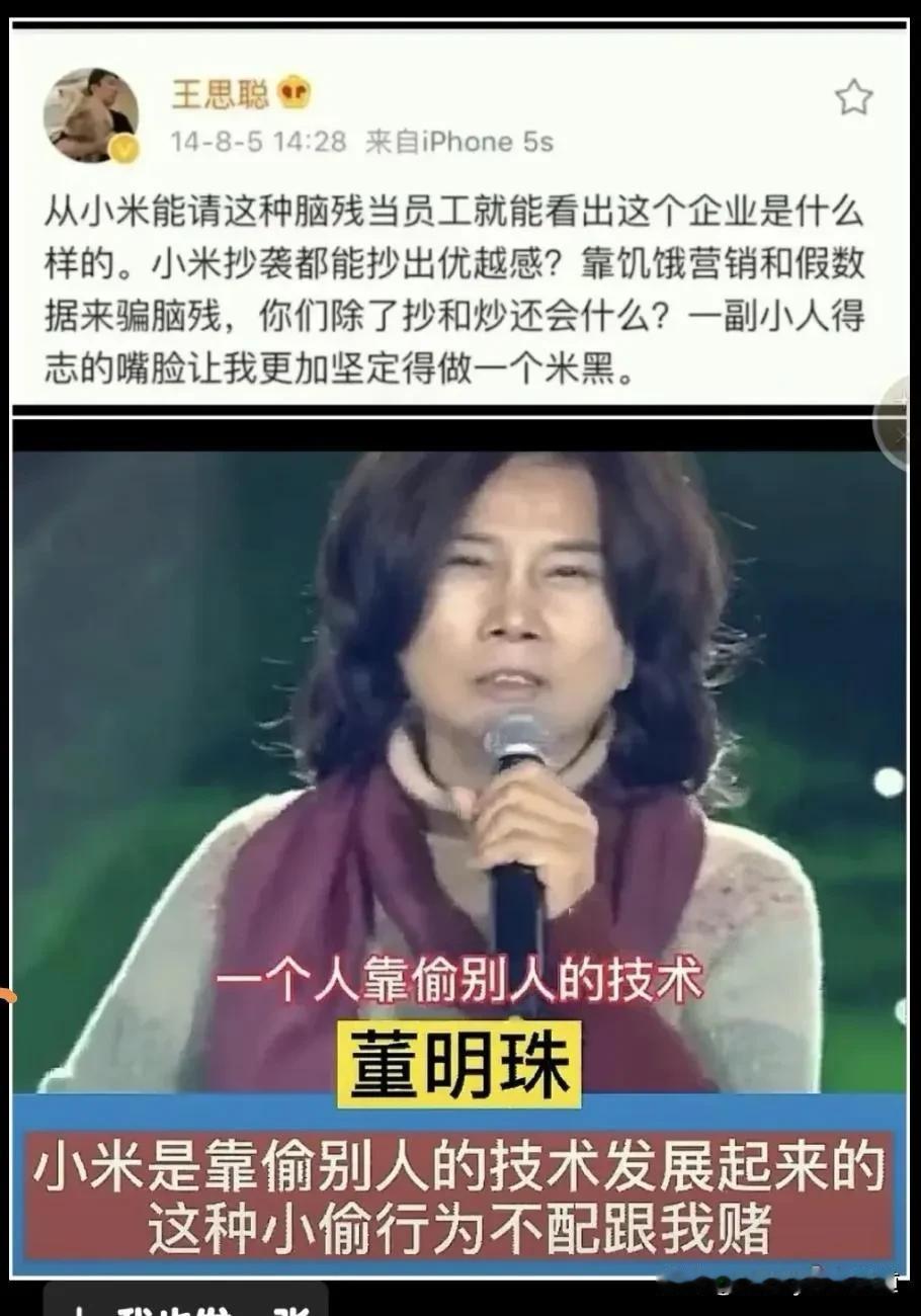 王思聪评价小米除了抄就是炒！不过话说成王败寇，无论过程如何，成功的人才会被铭记，