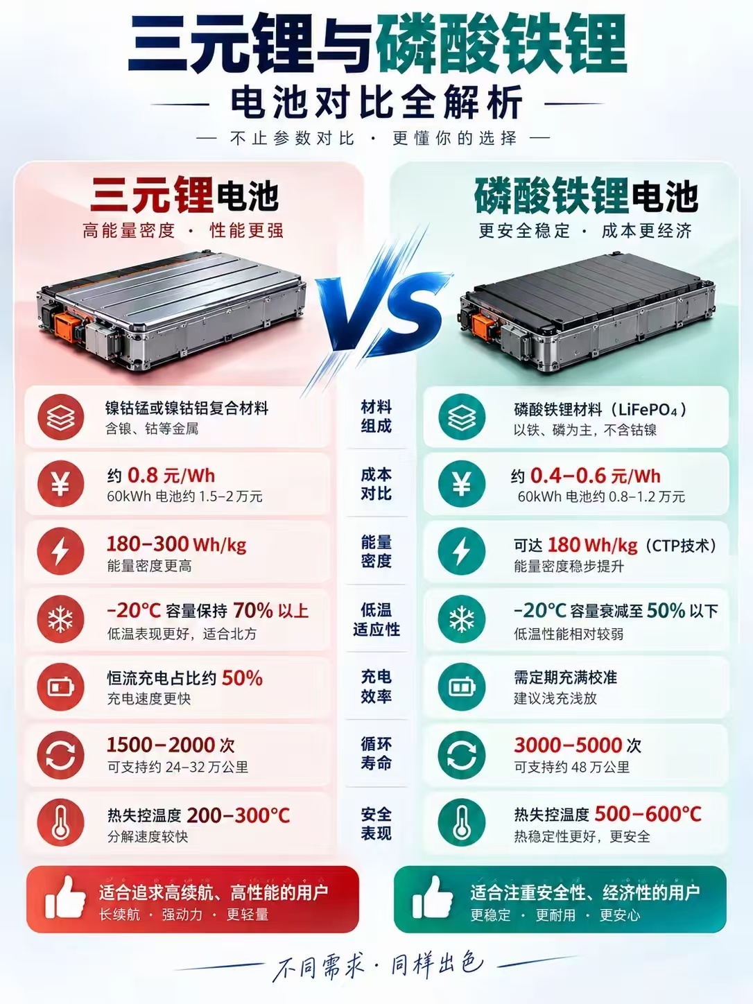 磷酸铁锂VS三元锂没有绝对好坏，看你的用车环境 ​​​