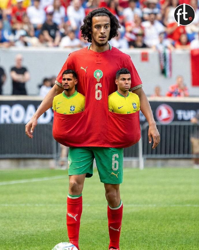 世界杯小组赛第一轮，摩洛哥1-1战平了五星巴西队。18岁的中场小将布阿迪发挥极亮