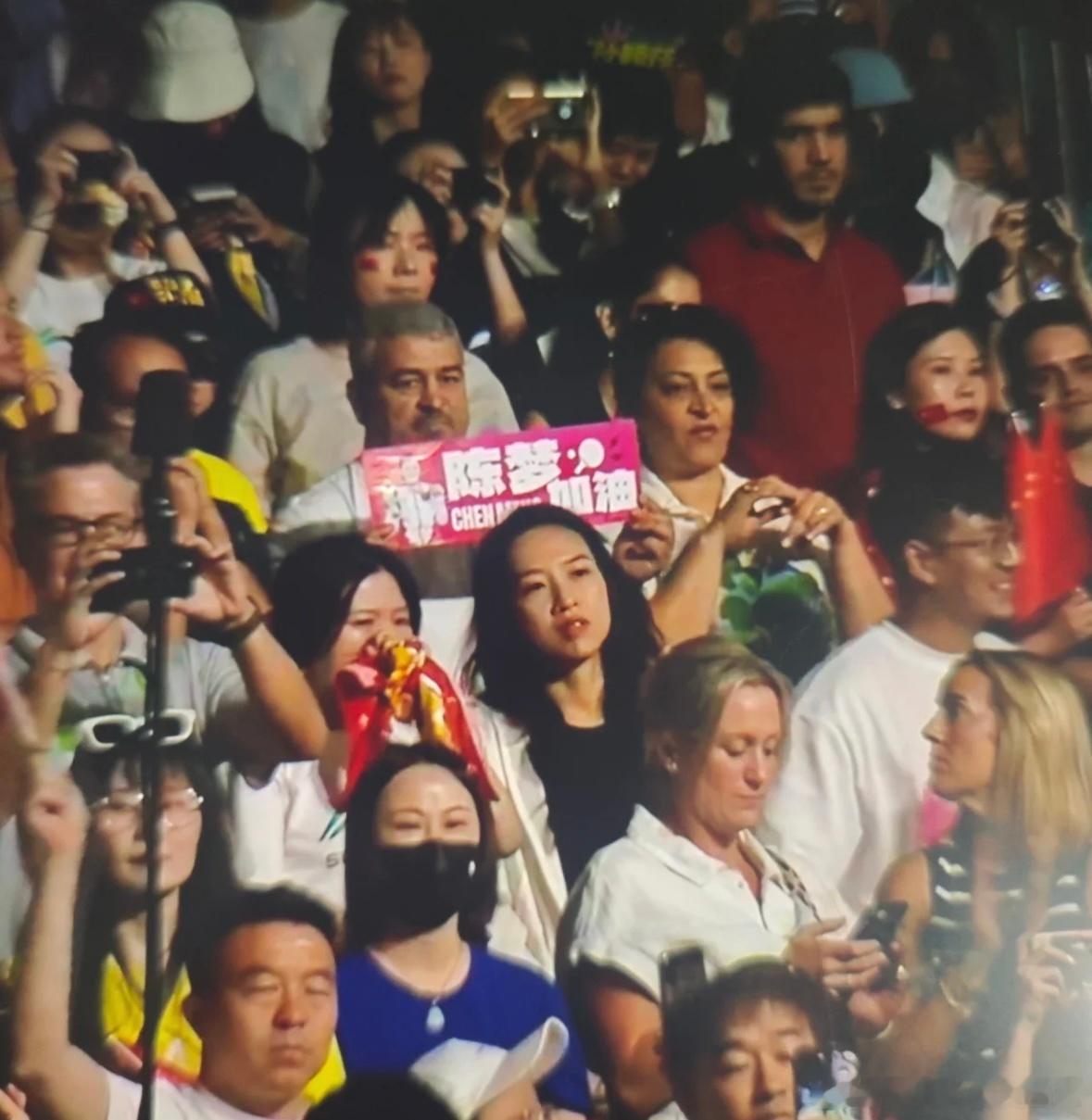 #人民网评最好的应援是喝彩而不是拉踩#为数不多的支持陈梦手幅是外国人举的 ​​​