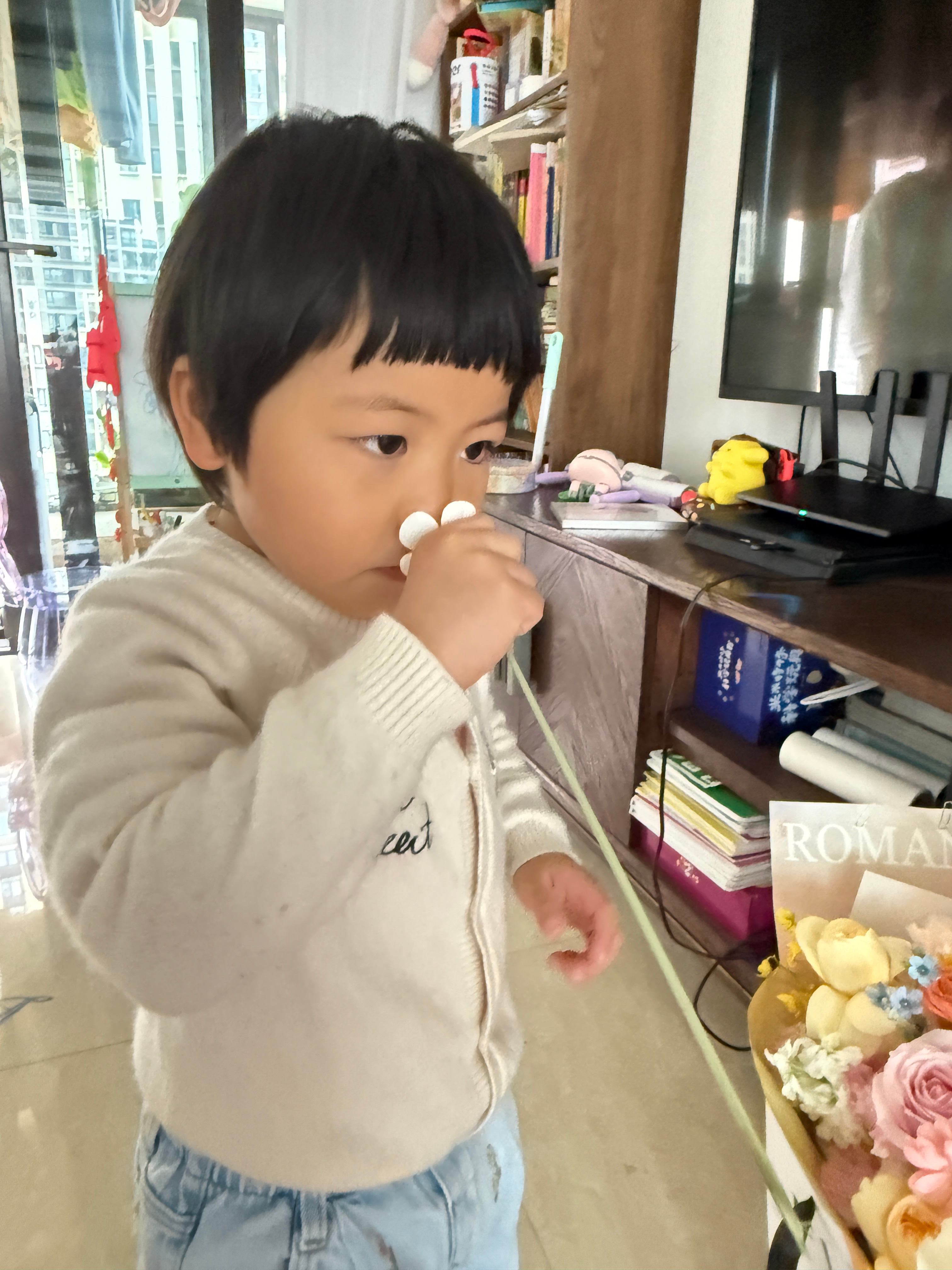 又收到供应商送的花了自然之宝研究了好半天又忙活着摘花送压压，摘杆子送妈妈带娃随手