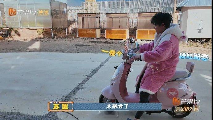 苏醒睡衣虽粉表情够狠 粉毛绒睡衣配粉电动车，猫猫的粉色限定造型可爱值拉满💥 嘴