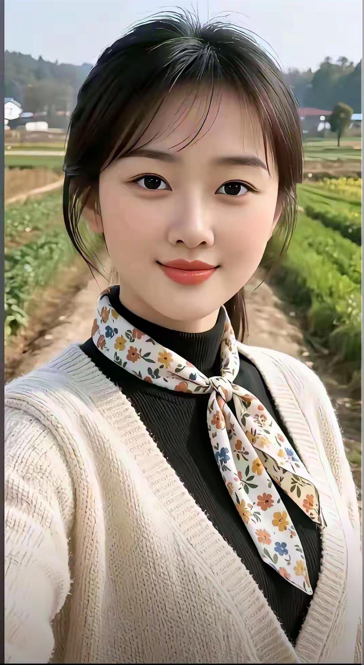 种地的女人不差，白皙的皮肤，炯炯有神的大眼睛，乌黑的头发！一看就是气质型！