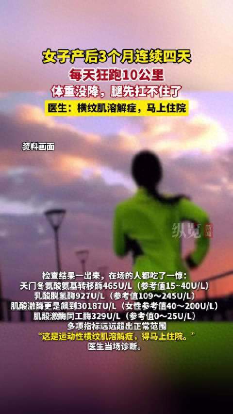 女子产后3个月狂跑4天致肌肉溶解
