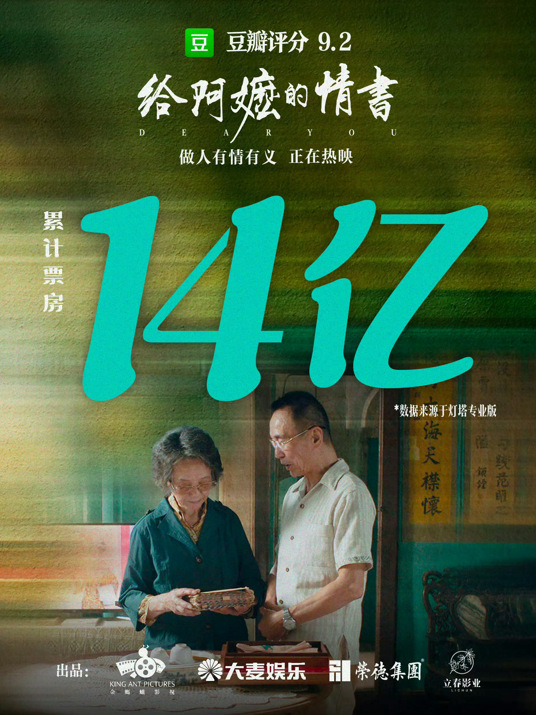 《给阿嬷的情书》票房破14亿，进入年度前三！！！ 