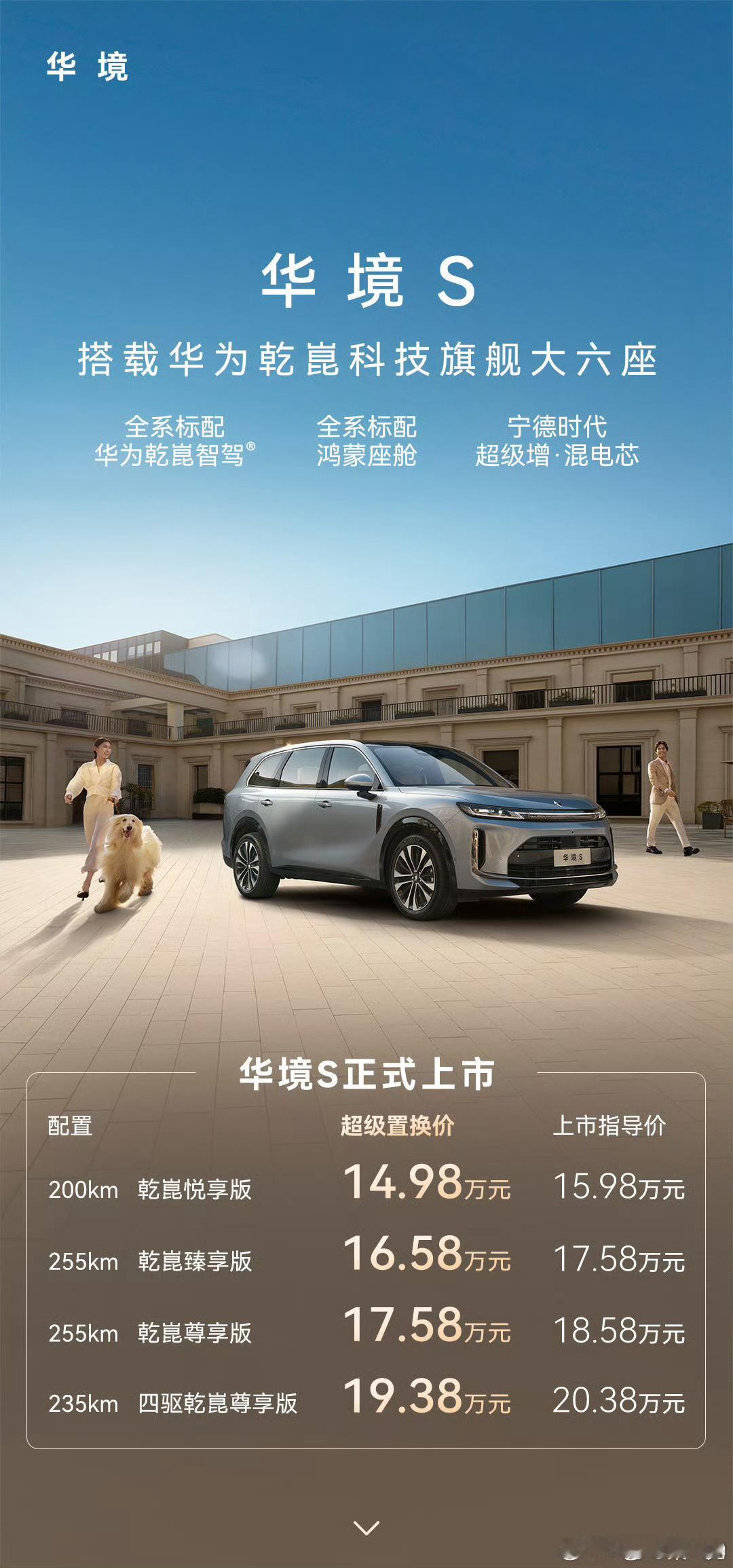 五菱和华为深度合作的华境S价格竟然来到了15万元