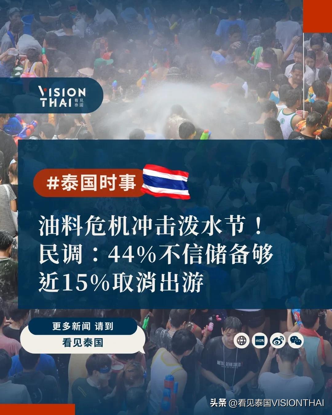 【油料危机冲击泼水节！民调：44%不信储备够 近15%取消出游】
泰国新年宋干节