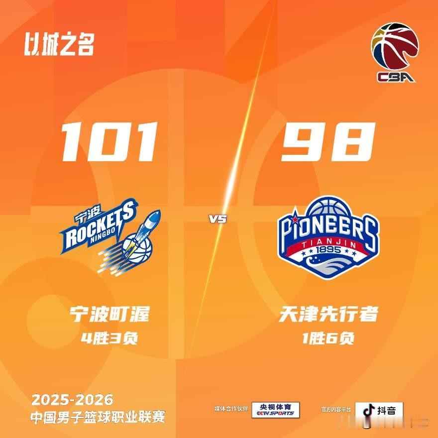 宁波两连胜！这是要突破队史首次进季后赛的节奏？

宁波队101-98艰难拿下天津
