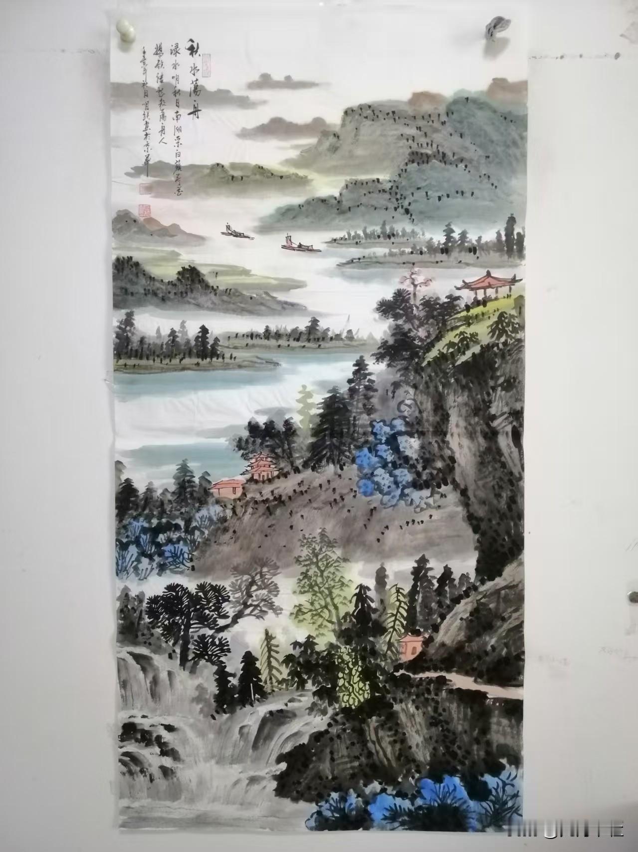 一幅四尺的山水，明锐老师的。
如果喜欢可以留言，有惊喜。