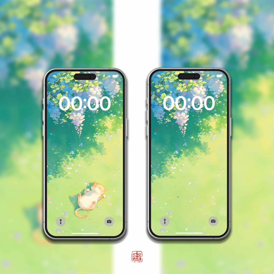6寸屏壁纸组合｜常得小溪鱼 饱卧睡花荫