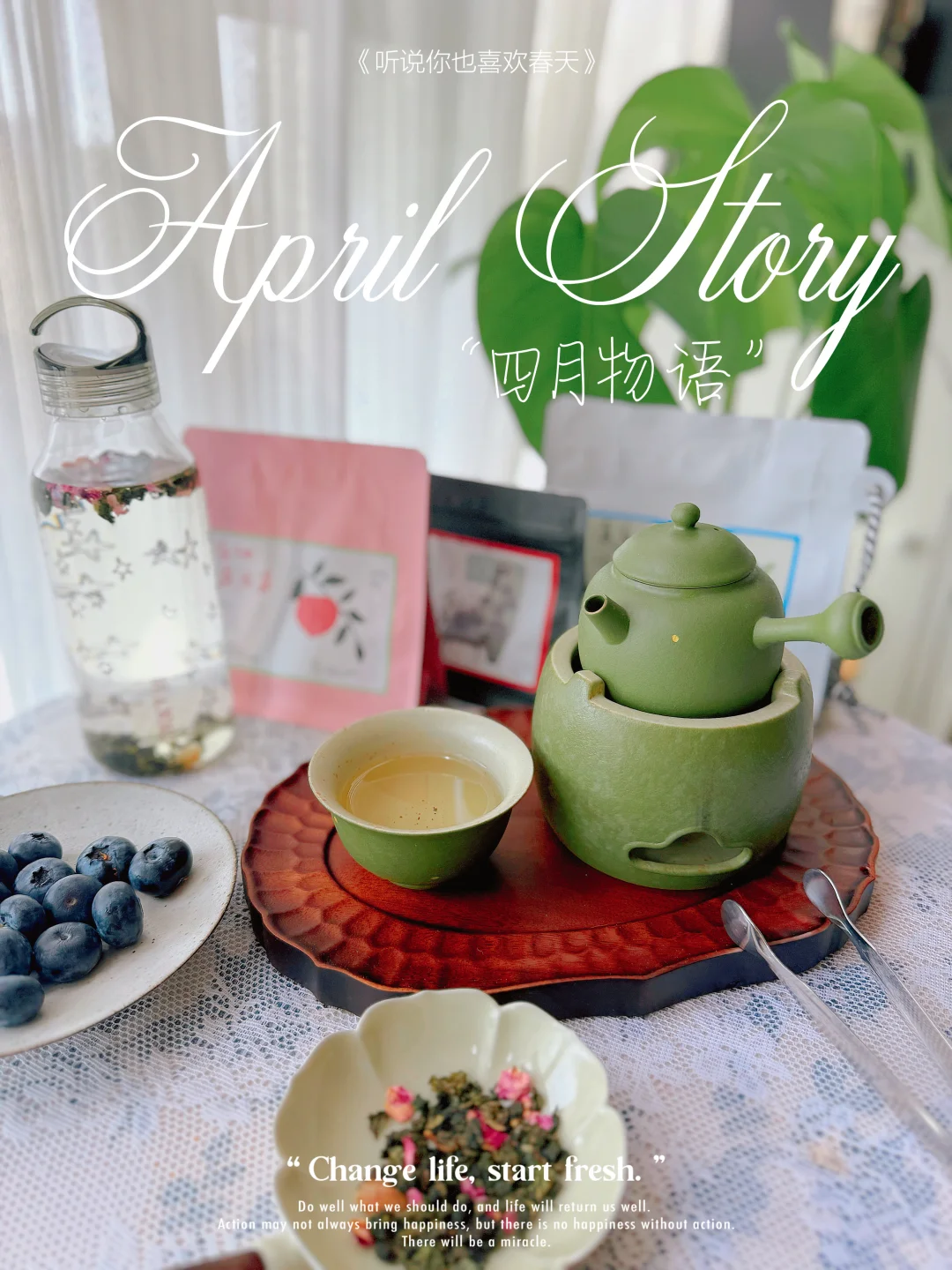四月物语｜把春天泡进茶里，日子清透又明亮🍃 阳光正好的午后，煮一壶白...