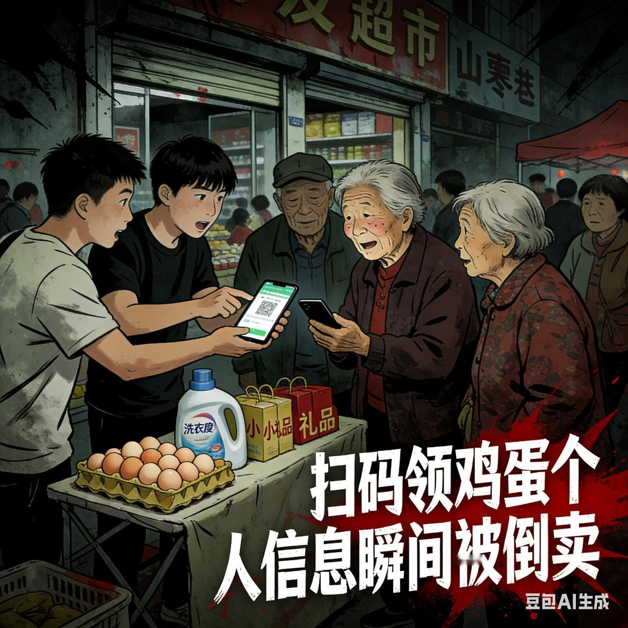 警惕！扫码领鸡蛋实为信息倒卖，专坑老年人
 
近期，山东枣庄部分超市、集贸市场出