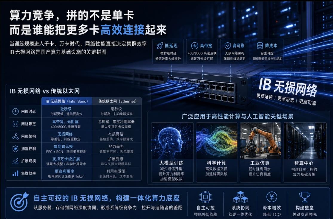 复盘算力产业链细分环节，才发觉很多人只盯着加速卡、液冷，忽略了IB无损网络的价值