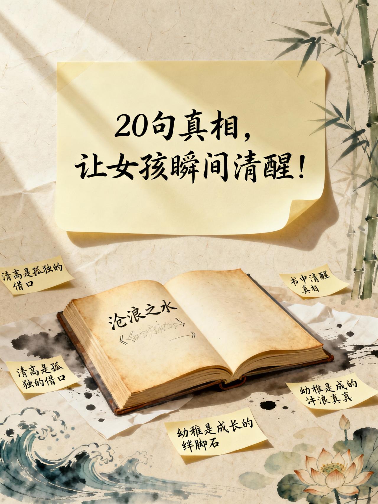 《沧浪之水》救我于“清高”与“幼稚”：20句真相，让女孩瞬间清醒！
如果你在职场