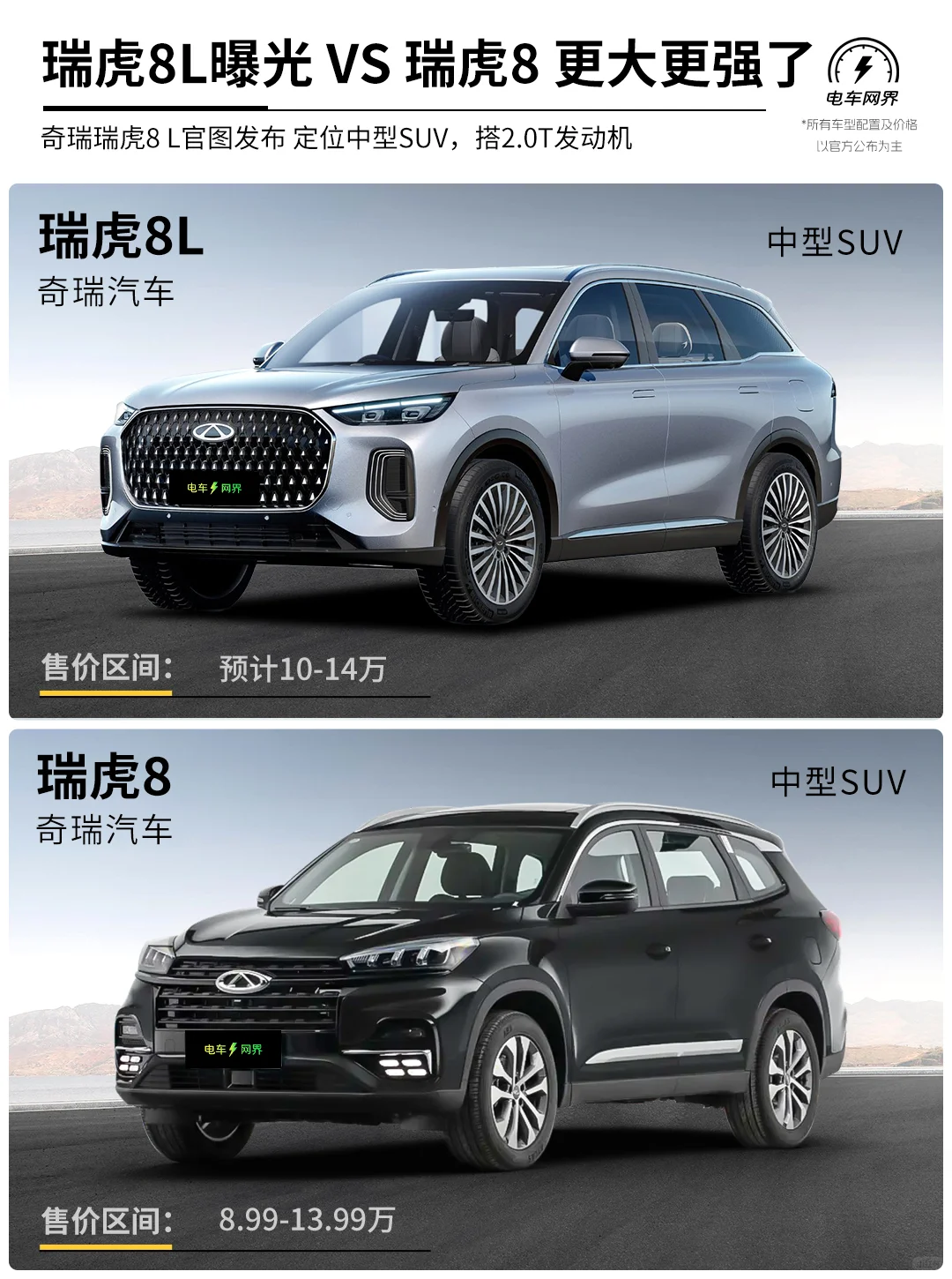 奇瑞瑞虎8L曝光 VS 瑞虎8 更大更强！