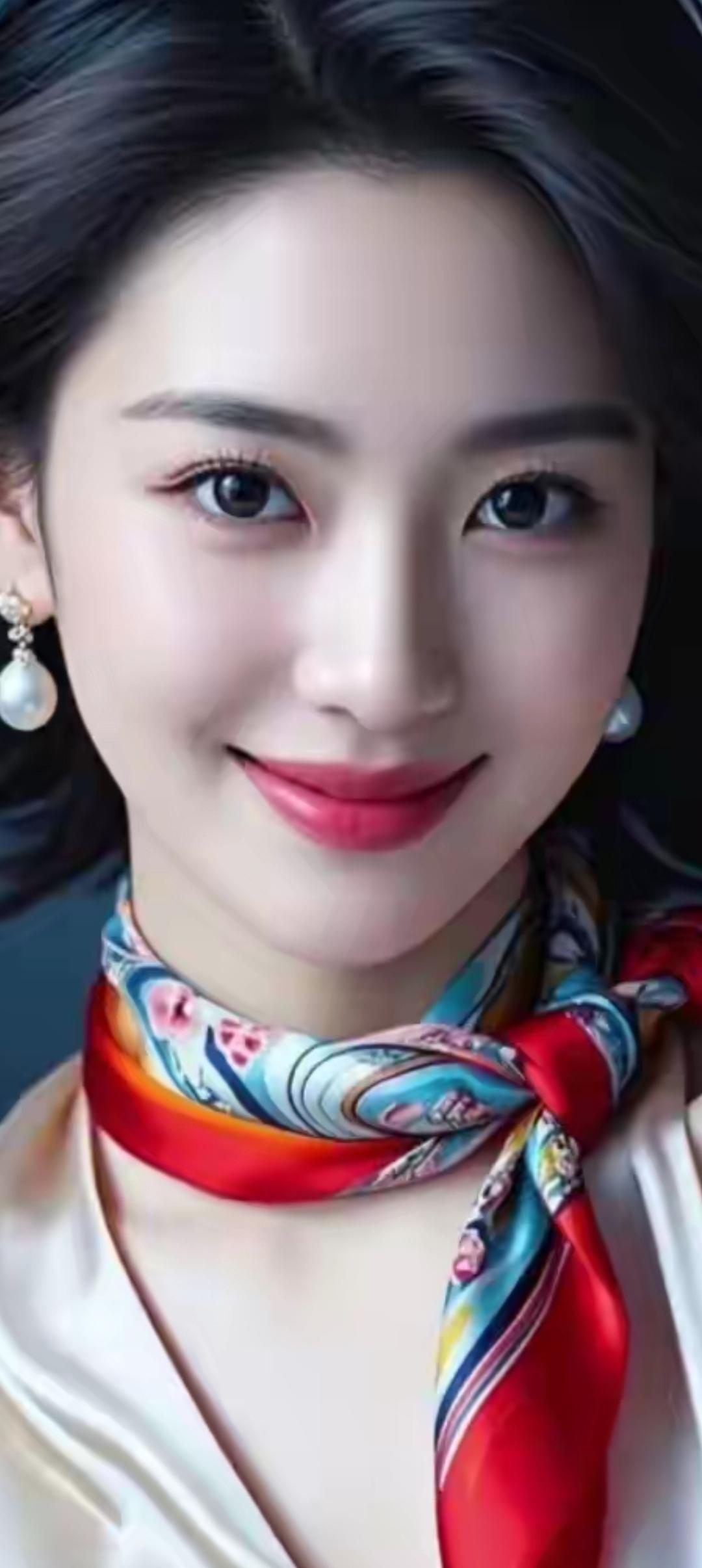 优雅气质，珍珠耳环与丝巾的完美搭配，尽显东方女性的魅力！💄👗💎