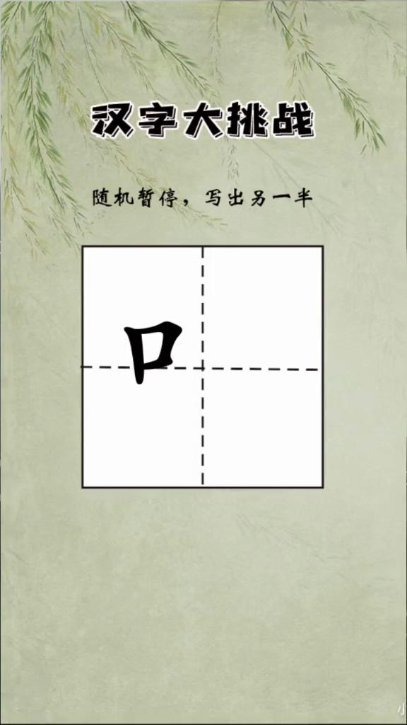 汉字大挑战。
随机暂停，写出另一半。
