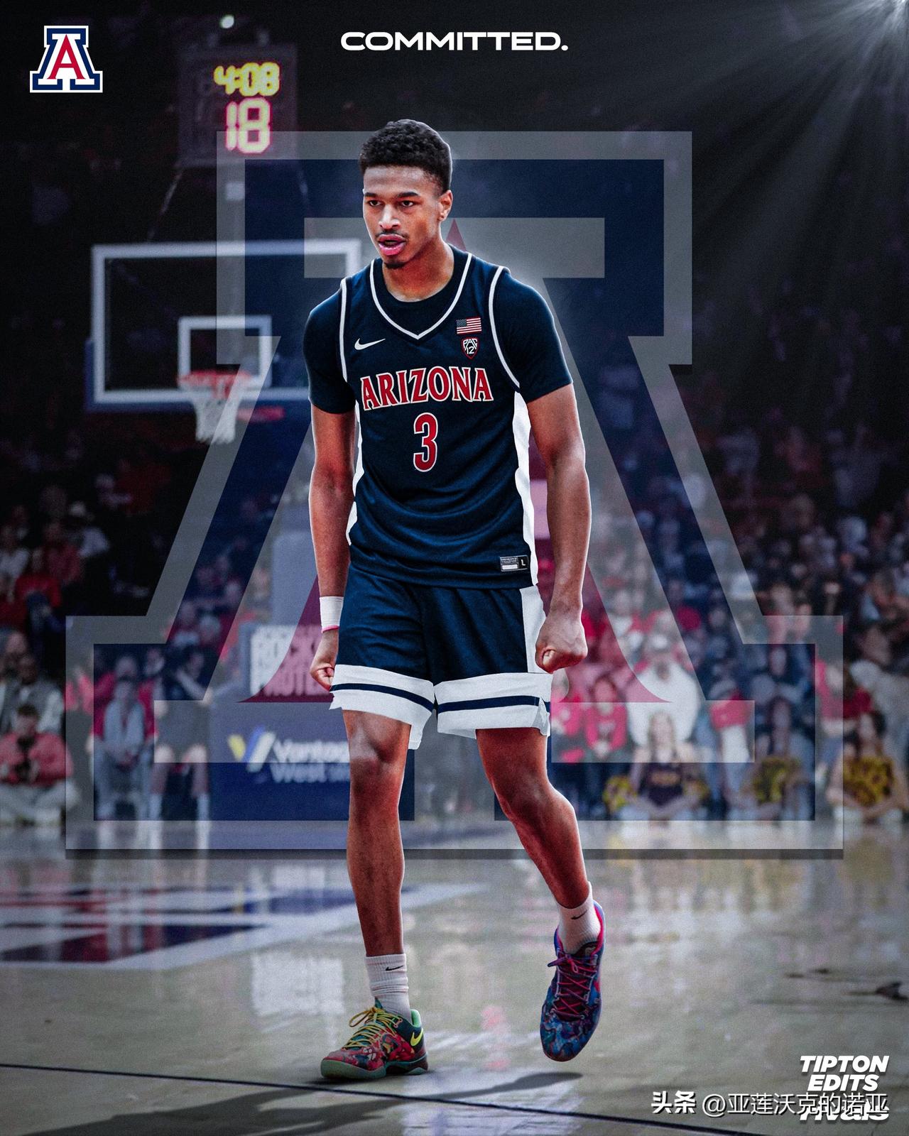 四星小前锋Cameron Holmes宣布承诺NCAA男篮 亚利桑那大学，高中就