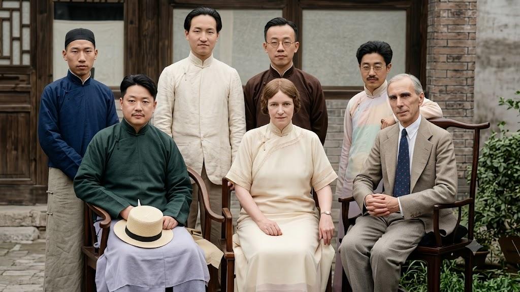 1920年，英国哲学家、数学家伯特兰·罗素访华期间，与北京讲学社同仁的珍贵合影。