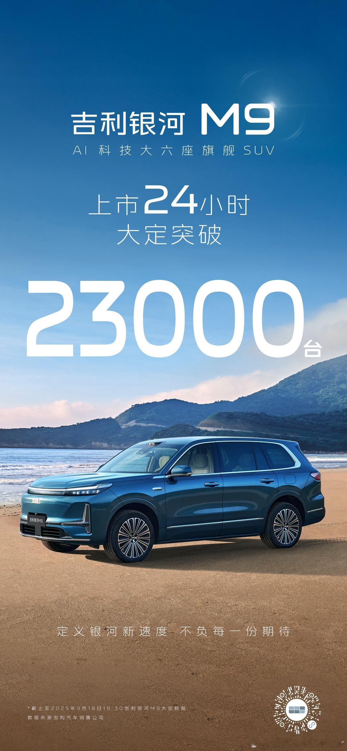 国民旗舰，刷新银河速度！吉利银河M9 上市24小时大定突破23000台！AI科技