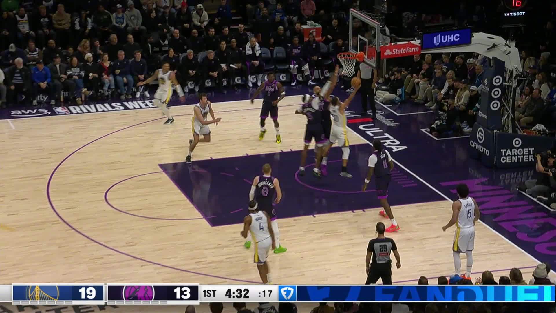 库里突破上篮得分🏀勇士vs森林狼