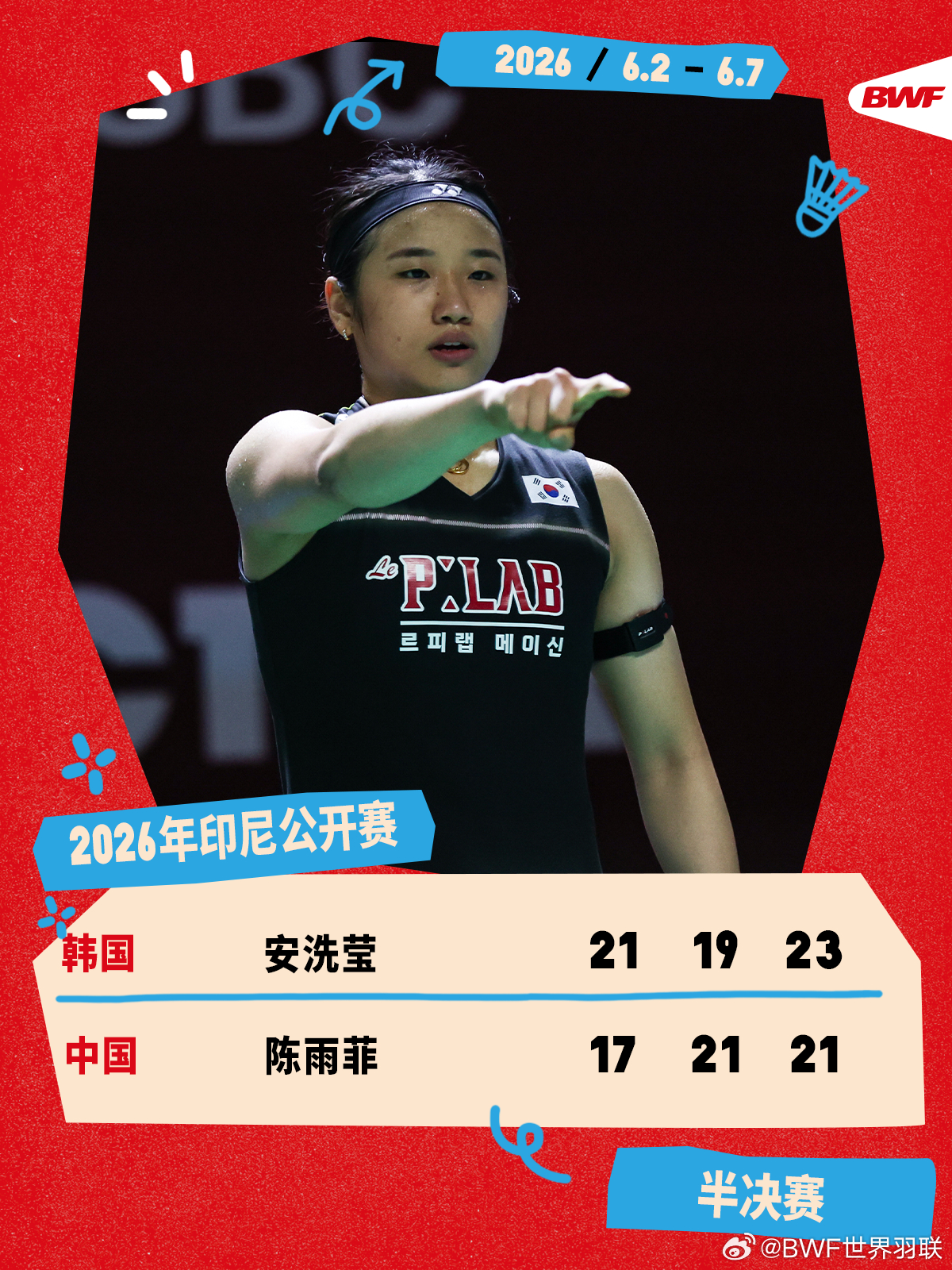 2026年印尼羽毛球公开赛 半决赛赛况🔥安洗莹2-1陈雨菲安洗莹挽救四个赛点险