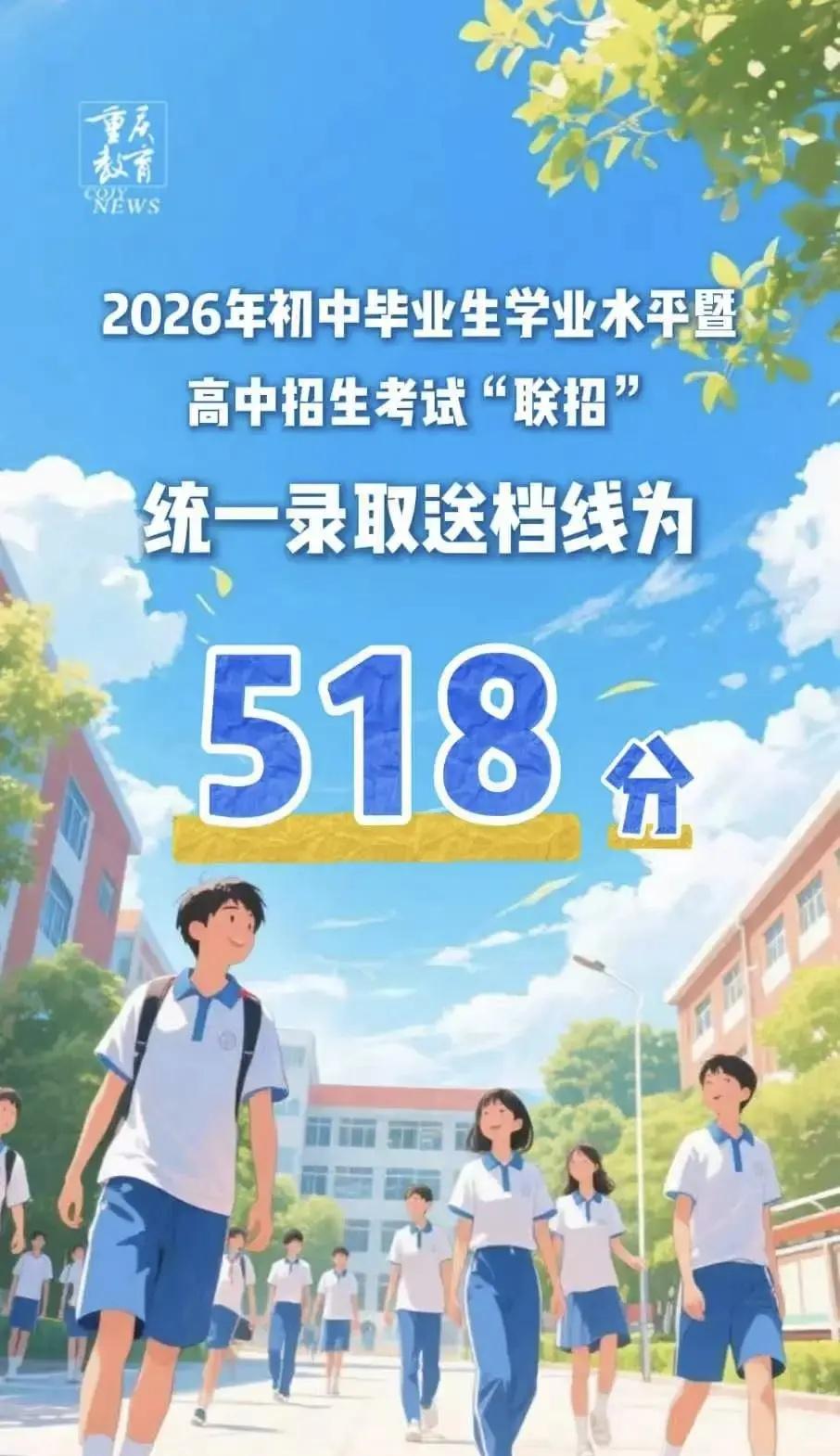 重庆历史最低联招分数线。重庆近10年来最低联招分数线重庆中考 初三毕业升学 重庆