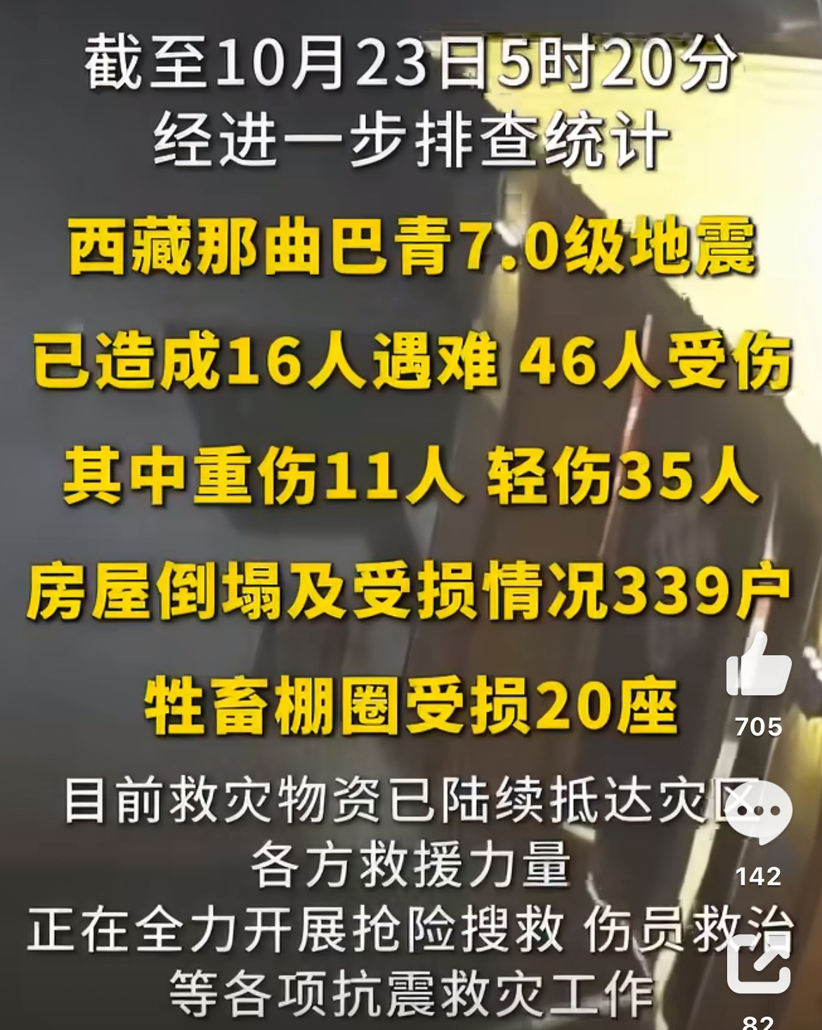 西藏地震已致16死46伤 早上好，希望西藏的同学们都平平安安，不要再增加了[祈祷