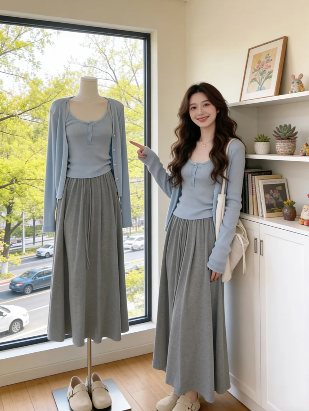 是今天穿的蓝灰～💙