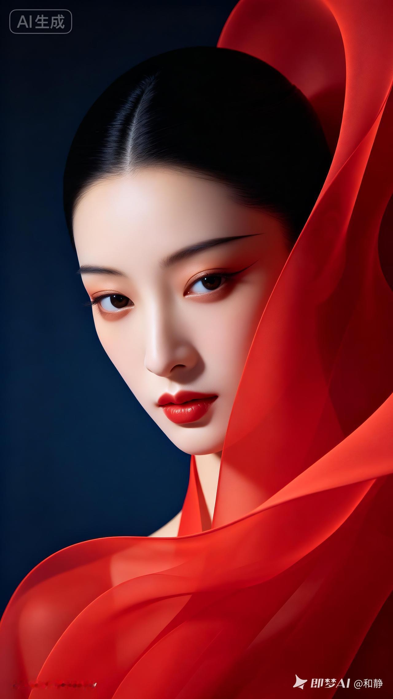 这是一位穿红色衣服的美女。